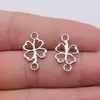 20x 12mm 0,6g liga multicolorida acessórios de joia retro DIY conector conector trevo de quatro folhas