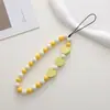 Nueva cadena para teléfono con cuentas en forma de corazón con accesorios de corazón de madera, funda de teléfono anticaída y colgante antipérdida, correa para la muñeca