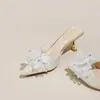 Vestido de Verano Plata Pedrería Tacón Fino Zapatillas Baotou Para Mujer Hermosas Talla Grande Zapatillas de Tacón Alto Sandalias para Pies que No se Cansan