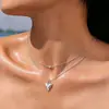 Acero de Titanio Nicho Estilo Sin Colisiones Doble Capa Collar de Corazón Chica Dulce Versátil para el Trabajo Cadena Hueso de Serpiente Accesorio para el Cuello Venta al por Mayor No se Desvanece para Mujeres