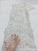 Vestido de flores tridimensionales, vestido de novia francés de moda, vestido de tela de encaje con tubo de cuentas, encaje MN3430