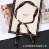 Pañuelo de Seda con Decoración de Cuentas Cerámicas a Cuadros para Primavera y Verano, Adorno para el Cuello, Cinta Larga para Camisas, Elegante Pañuelo Retro para Mujer