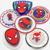 Amostra em Estoque Acessórios para Roupas Infantis Etiqueta de Silicone Cool do Homem-Aranha que Acende Carimbo de Silicone Lavável