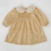 Vestido para Menina Estilo Primavera e Outono com Estampa Floral e Mangas Longas, Macacão para Bebê, Body Peça Única, Roupa Infantil