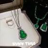 Joia Cavalo Material Calcedônia Verde Ágata Pingente Colar Novo Estilo Chinês Cor de Jade Conjunto Corrente Colar de Corrente para Jantar