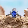 Anillo de tortuga colorido de platino y diamante azul más vendido transfronterizo moda para hombres y mujeres anillo simple una generación de venta al por mayor