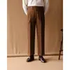 Pantalones de Vestir Casual de Tiro Alto para Hombre, Corte Recto Holgado, para Otoño e Invierno, Pantalones Casuales, Pantalones de Traje Estilo Italiano