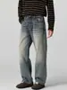 Ropa para Hombre Muqiu 2026 Otoño Nuevo Jeans de Mezclilla Lavada Cleanfit para Hombre, Talla Grande, Pantalones Largos con Efecto Ojo de Gato Desgastado