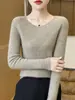 Suéter Redondo de Cuatro Puntadas al por Mayor Transfronterizo para Mujer, Camiseta Base de Punto Versátil Básica, Ropa Interior de Otoño e Invierno al por Mayor en Stock