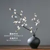 Set de Flores de Ciruelo Chino Decoración para Sala de Estar Arreglo Floral Mesa de Café Vestíbulo Flores Artificiales Flor de Ciruelo de Cera Arte Estilo Zen Jarrón Adorno