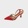 Novos Saltos Agulha Bico Fino 2025, Sapatos Estileto Femininos com Tira de Strass, Novos Sapatos Femininos Transfronteiriços de Comércio Exterior Personalização