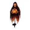 Estaca Solar para Jardín de Halloween Calavera de la Parca Sosteniendo Linterna de Calabaza Decoración de Horror para Patio Exterior Jardín Adorno