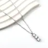 Joyería Transfronteriza Europea y Americana Collar con Incrustaciones de Diamantes de Acero Inoxidable Moda de Lujo Ligero Versátil Colgante Redondo de Diamante Cadena para Suéter Venta Directa del Fabricante