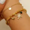 Collar de Capas Vintage con Cuentas Transfronterizo para Mujer, Diseño de Nicho Bohemio de Girasol, Estrella y Luna, Cadena para Clavícula, Cadena para Suéter