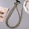 Lanyard para Teléfono Cruzado Largo Elegante Translúcido Circonita Cúbica Cuentas de Plata Cadena de Bolso de Gama Alta de Nicho Anti-Pérdida Moderna Inserto Universal