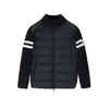 Chamarra Ligera de Plumas Monga con Cuello Alto de Pana Acolchado Chaqueta de Lana a Rayas Patchwork para Hombre Ropa de Abrigo FW
