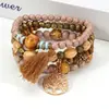 Conjunto de Cuentas de Madera Cadena Combinación Pulsera Aleación Rosa Hecho a Mano Moderno Pulsera de Moda HY-2774