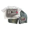 Conjunto de Verano Estilo Urbano para Niños 2026 Ropa de Verano Nueva, Genial y Elegante para Niños Conjunto de Dos Piezas con Top de Manga Corta para Bebé Moderno