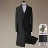 Traje de Abrigo de Lana Nuevo de Invierno Cuello de Solapa Estilo Coreano Delgado Relleno de Plumón de Ganso Extraíble Abrigo de Lana Abrigo de Exterior para Hombre de Otoño e Invierno