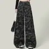 Jeans de Perna Larga Estilo Wasteland Camuflado Retro Americano 2026 Novo Tendência Solto Reto Cintura Alta Calças Cargo
