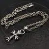 Joyería de Moda Anillo de Cobre Blanco Collar con Colgante de Cruz Accesorios Retro de Plata Tailandesa Cadena para Suéter de Otoño e Invierno de Gama Alta Transfronterizo