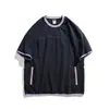 Camiseta Deportiva Unisex de Verano Fina de Secado Rápido con Bloques de Color, Bolsillo con Cremallera, Cuello Redondo, Tejida, Manga Corta, Manga Media, Corte Limpio
