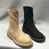 2026 Nuevas Botas de Primavera para Mujer Suela Gruesa Gamuza Cuero Mate Botas Martin Estilo Británico Casual Botas Elásticas Sin Cordones Botines