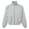 Jaqueta de Trabalho ARES Masculina Estilo Americano Desconstruída Bordada com Gola Alta, Top da Moda Outonal Masculino de Corte Solto