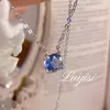 Collar Transfronterizo Octogonal Rosa Milenio Chepalaiba para Mujer Cadena de Clavícula Colorida Diamante de Alto Carbono Diamante Colorido Azul Tan San