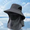 Sombrero de Sol UPF 50+ con Protector Facial y de Cuello Ala Ancha Protección UV Sombrero de Pesca para Hombres Mujeres Senderismo al Aire Libre Jardinería