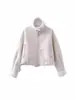 Chaqueta Corta de Motocicleta con Cuello Alto y Solapa con Cremallera Decorativa para Mujer, Estilo Europeo y Americano, Transfronteriza, Nueva de Invierno 2025