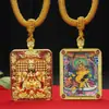 Colgante Thangka de los Cinco Señores de la Montaña Wutai Tara Verde Colgante Thangka Zaki Lhamo Amuleto Budista Dios Amarillo de la Riqueza