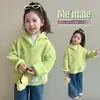 Ropa de abrigo para niña para otoño e invierno 2026, nuevo abrigo de invierno cálido con capucha y forro de forro polar de dinosaurio verde para niños