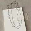 Collar de Doble Capa con Lentejuelas en Forma de Estrella y Borlas, Textura de Lujo Ligero, Cadena para Clavícula de Moda Exquisita, para Chica Caliente Dulce Fresca Elegante