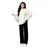 Novedad Otoño/Invierno 2026 Ropa de Maternidad Nueva Set de Dos Piezas: Suéter de Maternidad Holgado Engrosado con Flor 3D + Pantalones de Maternidad