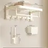Toallero de Aluminio Espacial Perforado Estilo Crema Toallero de Baño Estante de Baño Colgador Juego de Cinco Piezas para Inodoro
