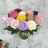 Rosa Veludo Pérola Única Flor Artificial Simulação Casamento Decoração Casa Hotel Cenário Rosa Única