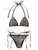 Nuevo Traje de Baño Sexy con Estampado de Leopardo Estilo Ins para Mujer Popular en Ins para Vacaciones Bikini de Tirantes Europeo y Americano Separado Traje de Baño para Aguas Termales