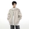 Casaco Retro Americano Primavera e Outono Masculino Tendência Design Metálico High-end High-street Tooling Jaqueta de Couro Espessa para Casal