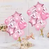 Los Más Vendidos de Amazon 14 Piezas Rosa Estrella de Cinco Puntas Corazón Globo de Papel de Aluminio Globo con Lentejuelas Paquete de 14 Globos