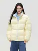 Chaqueta de Algodón con Bloques de Color Americano Jack Chuan Yang Cuello Alto Ropa de Algodón Unisex Invierno Holgada Casual Abrigada Acolchada