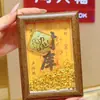 Ouro Puro 999 A Riqueza Flui para a Sala de Estar Enfeites de Porta-Retrato de Ouro para Atrair Riqueza e Tesouro, Decoração de Mesa para Presentes de Ano Novo