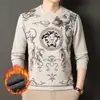 Sudadera Gruesa con Estampado Floral para Hombre con Forro Polar, Nueva Camiseta de Manga Larga de Moda Casual Estampada para Hombres Jóvenes y de Edad Media