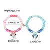 Pulsera Transfronteriza Amor Polvo Magnético Pulsera de Perlas Azul Claro Colgante de Diamante Mickey Minnie Pulsera para Pareja Día de San Valentín