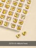Manicura nueva joyería de diamantes amarillos y dorados con destellos de corazón torcido, hacha de amor, accesorios para uñas cuadrados octogonales con diamantes al por mayor