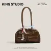 Bolsa de Bowling Similar ao Estilo de Xu Yunzhen, Bolsa Tote Boston Versátil de Nicho de Blogueira Coreana, Bolsa de Ombro