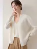 Estilo Old Money 2026 Cárdigan de Cachemira para Mujer Cuello en V Otoño/Invierno Holgado Manga Murciélago Tejido Abrigo de Lana Calidad Lujo Ligero