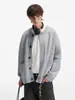 Jaqueta Cardigan de Tricô Cinza Estilo Americano para Homens, Marca da Moda, Novo Outono Solta Casual Estilo Preguiçoso Versátil Cardigan para Casal
