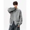Otoño 2026 Nuevo Suéter Cardigan Polo de Punto Texturizado Vertical Estilo Ropa de Trabajo Chaqueta Funcional Retro Urbana Tendencia