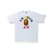 Camiseta Manga Curta da Marca Japonesa Tendência Bape com Estampa Camuflada de Macaco Dormindo e Cabeça de Macaco, Camiseta de Verão para Casais, Camiseta Curta Casual Esportiva de Meia Manga